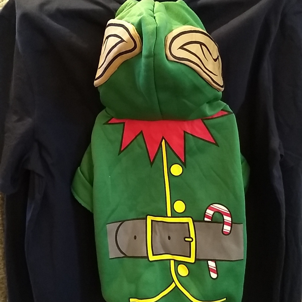 NEW Christmas Costume Dog Coat Elf  Hoodie Sweatshirt Green Size Large